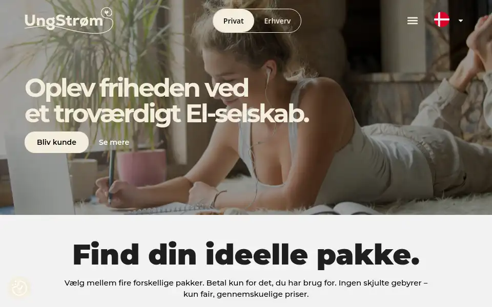 Screenshot of ungstrom.dk