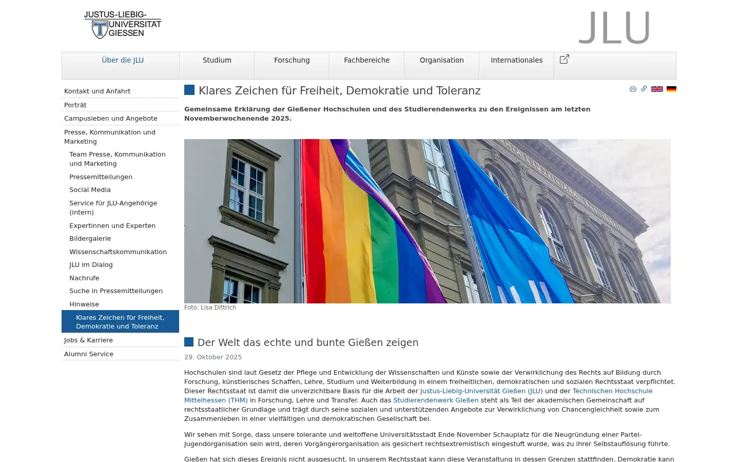 Screenshot of uni-giessen.de