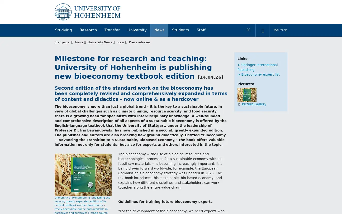 Screenshot of uni-hohenheim.de
