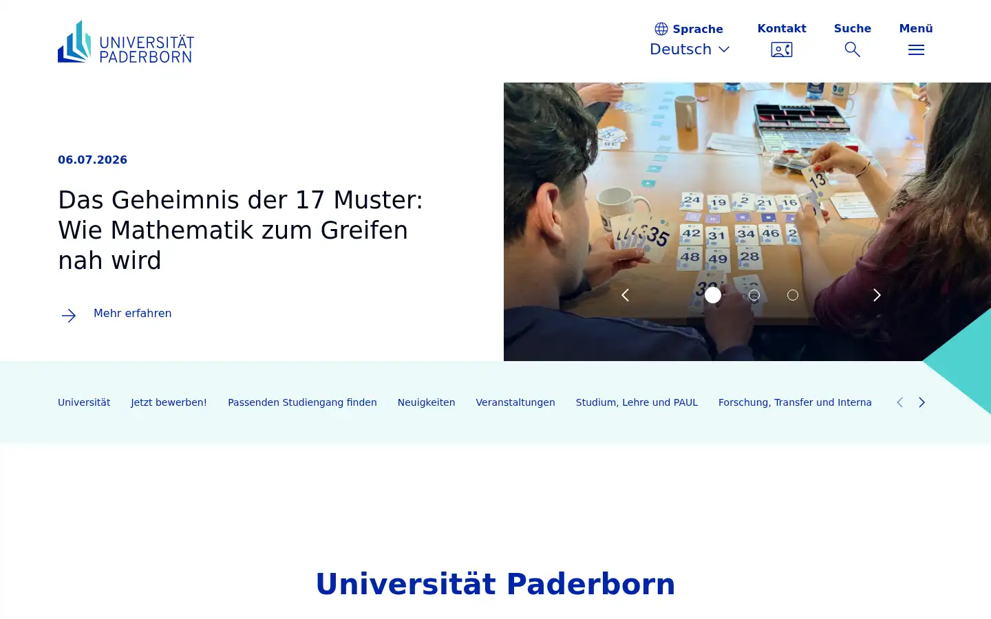 Screenshot of uni-paderborn.de