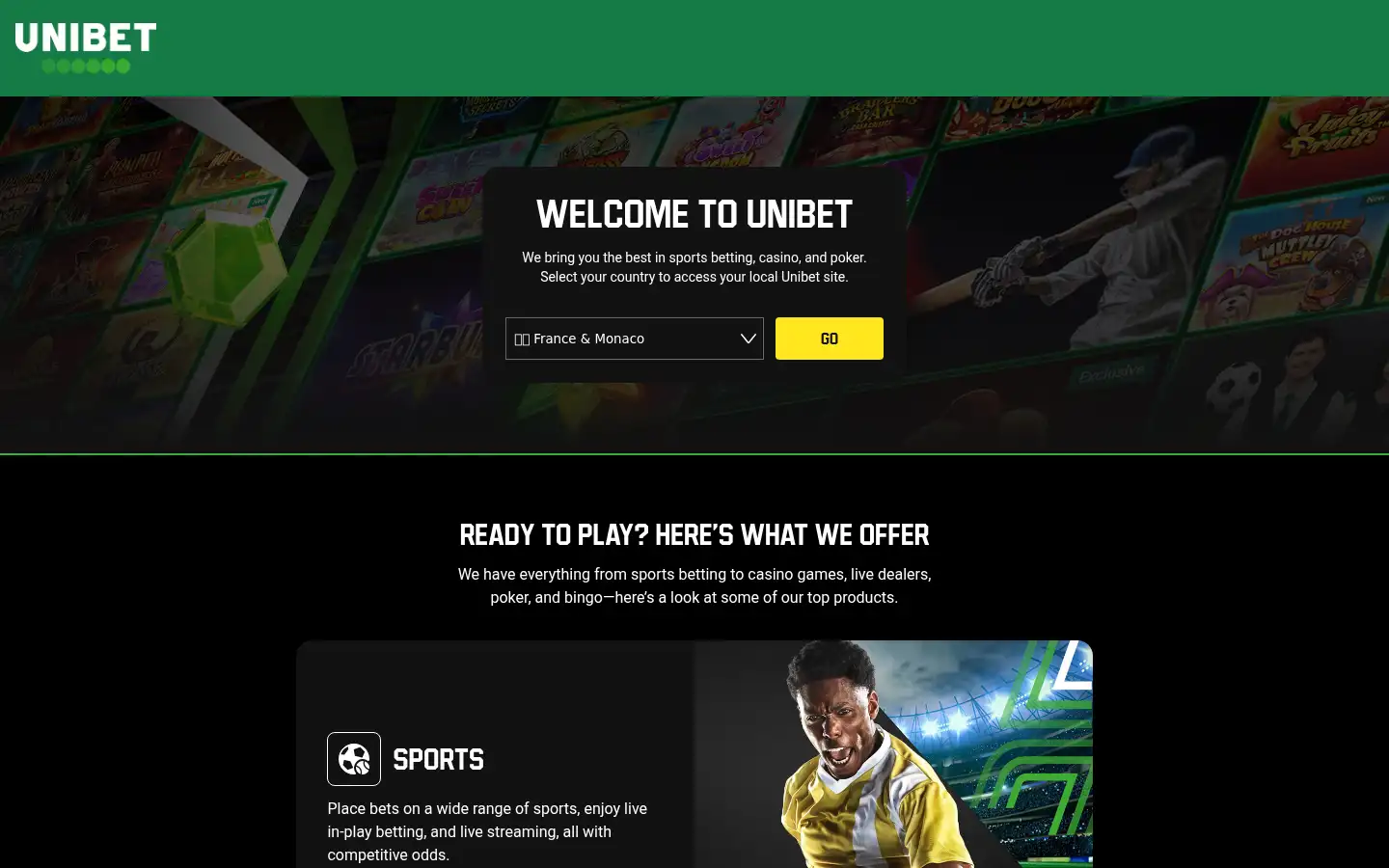 Screenshot of unibet.com