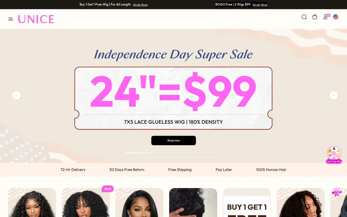 Screenshot of unice.com