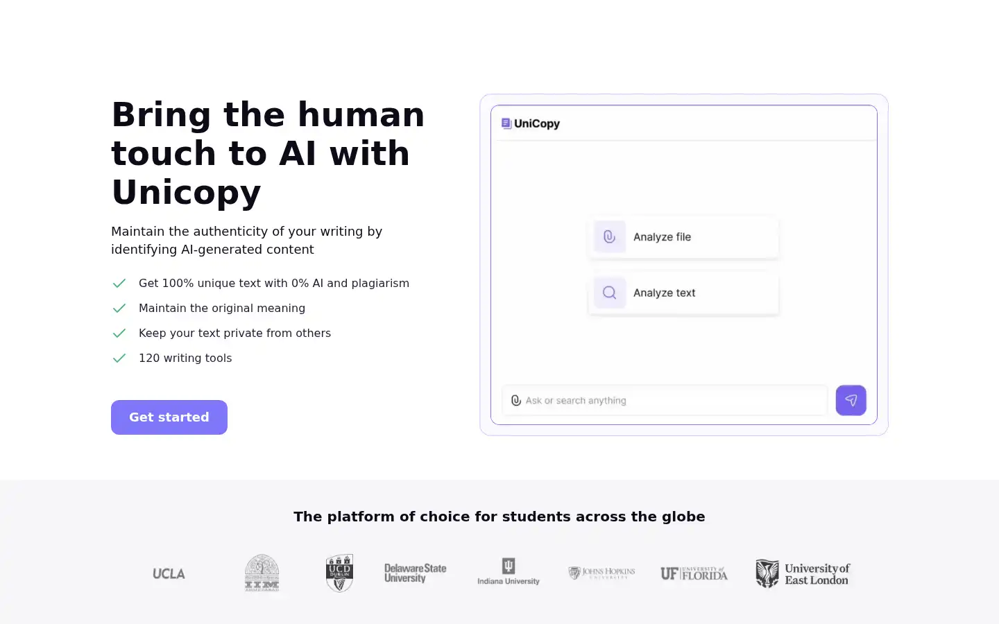 Screenshot of unicopy.ai