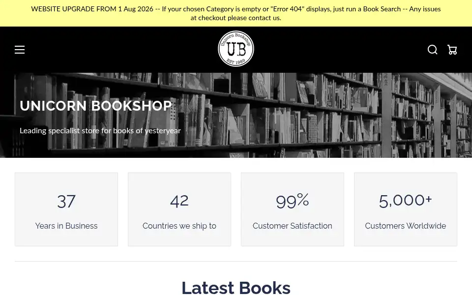 Screenshot of unicornbooks.co.nz