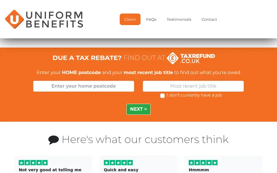 Screenshot of uniformbenefits.co.uk