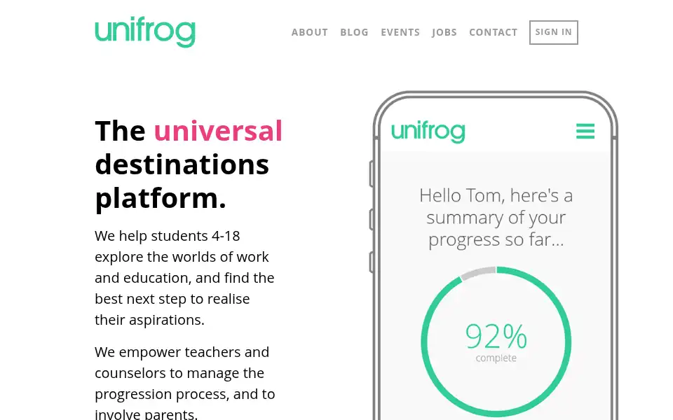 Screenshot of unifrog.org
