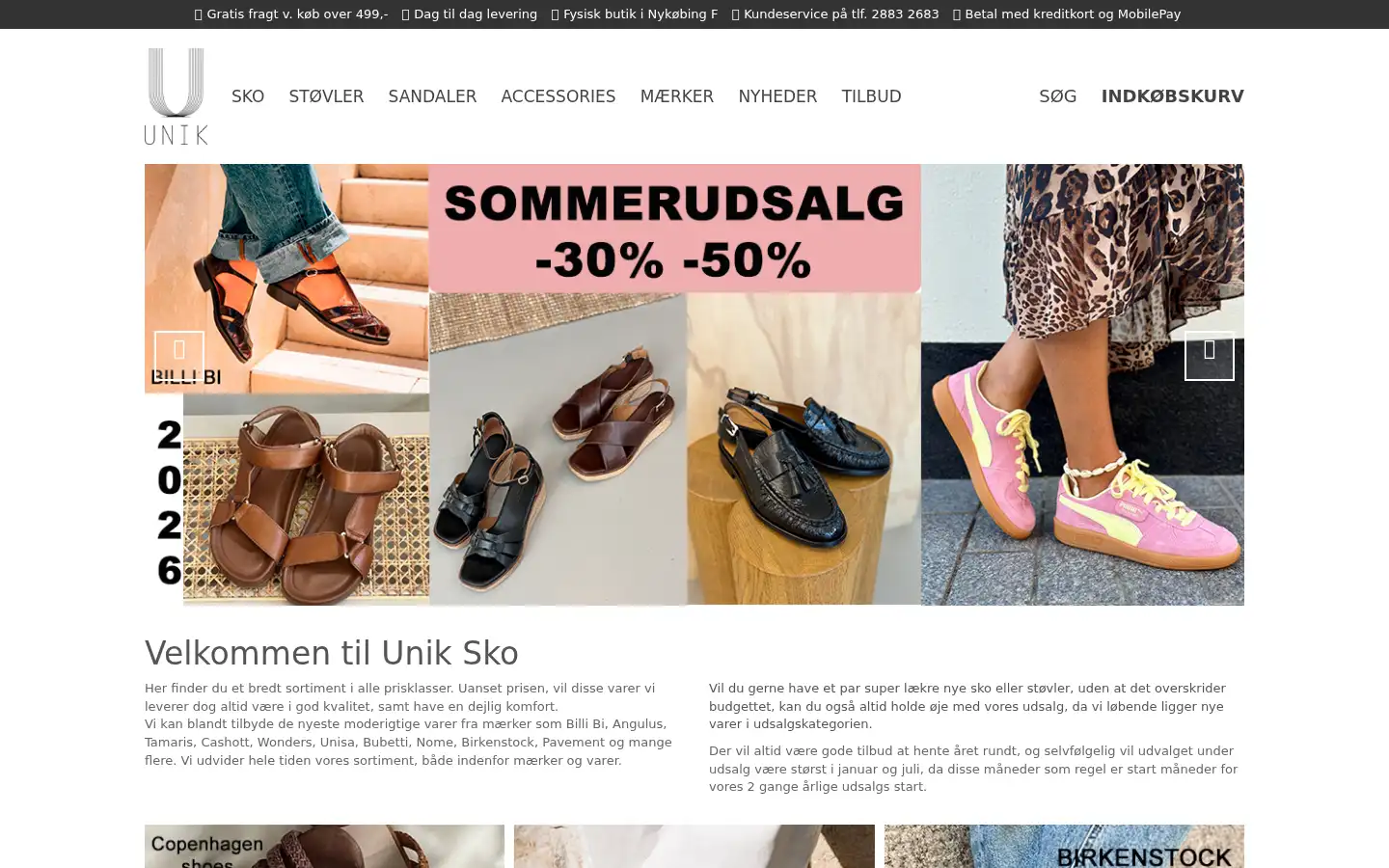 Screenshot of unik-sko.dk