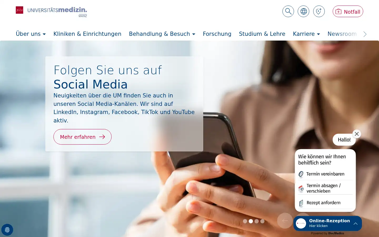 Screenshot of unimedizin-mainz.de