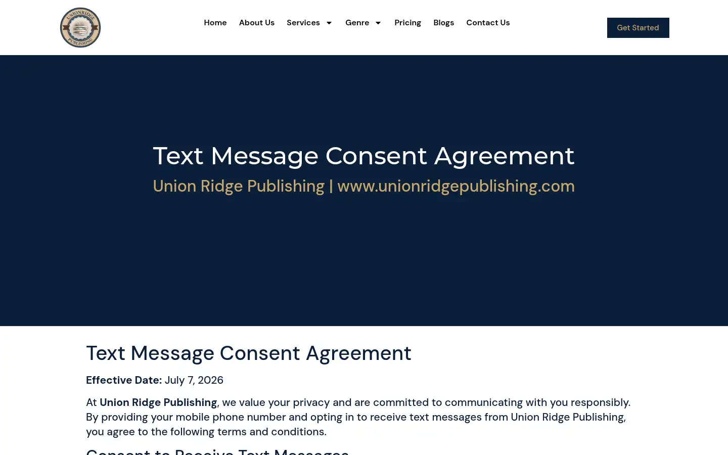 Screenshot of unionridgepublishing.com