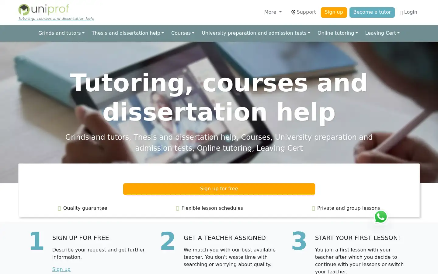 Screenshot of uniprof.ie