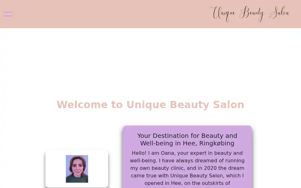Screenshot of uniquebeautysalon.dk