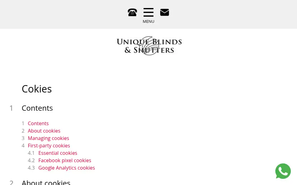 Screenshot of uniqueblinds.co.uk