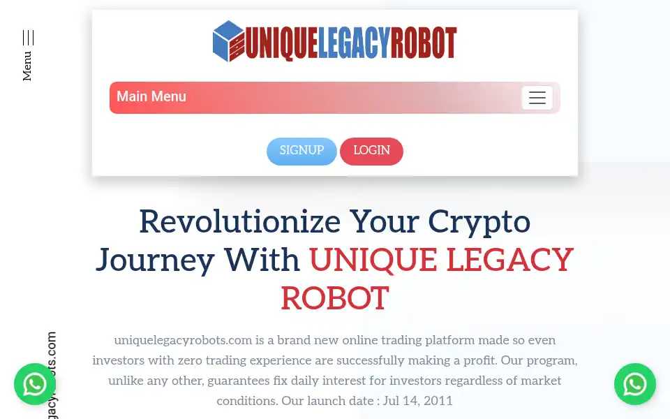 Screenshot of uniquelegacyrobots.com