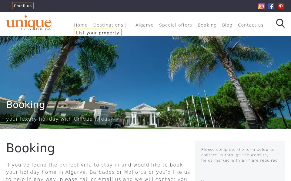 Screenshot of uniqueluxuryholidays.com
