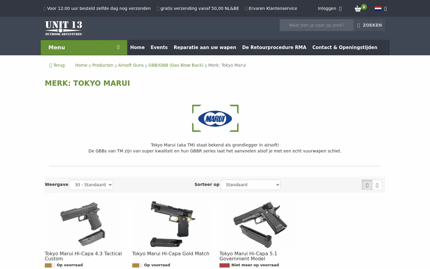Screenshot of unit13shop.eu