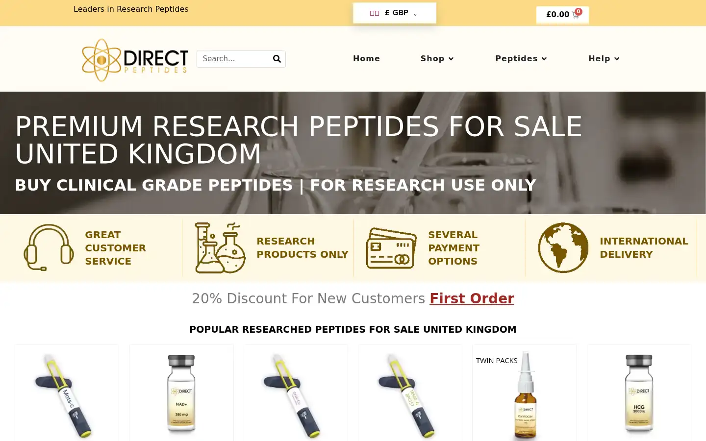 Screenshot of united-kingdom.direct-peptides.com