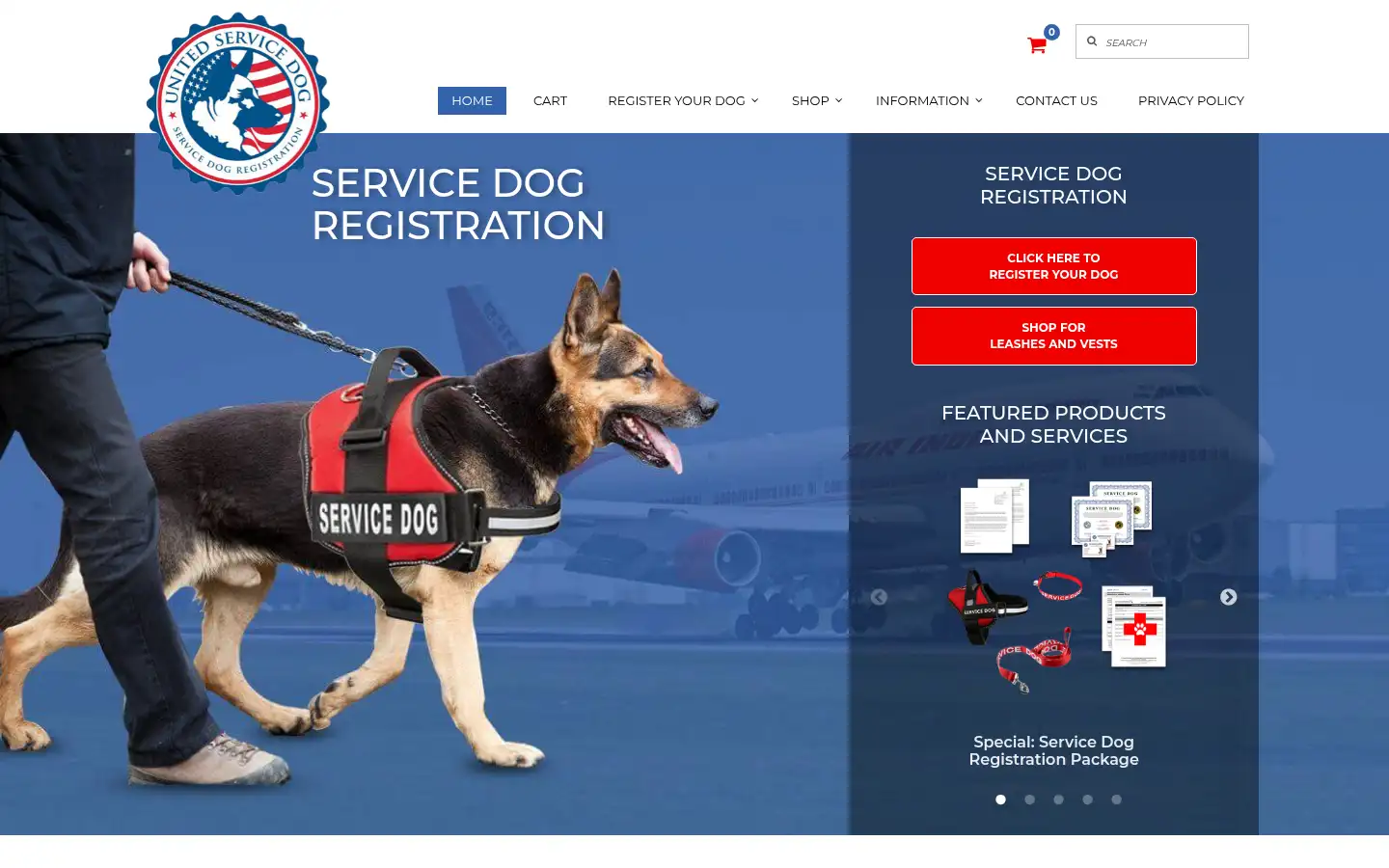Screenshot of unitedservicedog.com