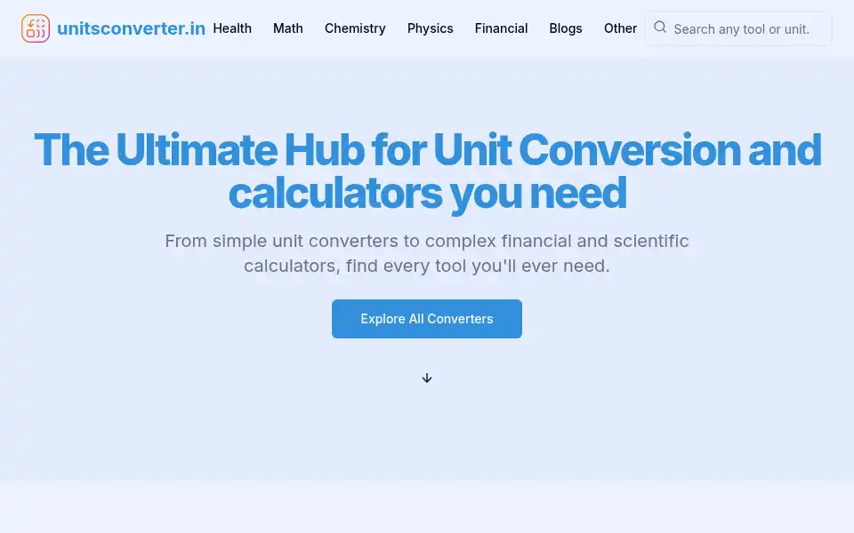 Screenshot of unitsconverter.in