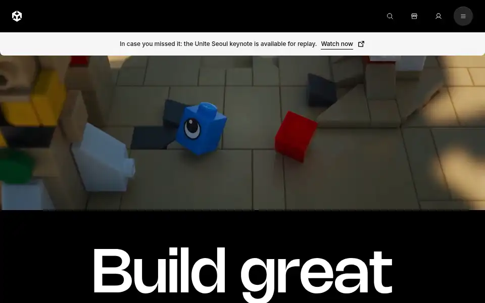 Screenshot of unity.com