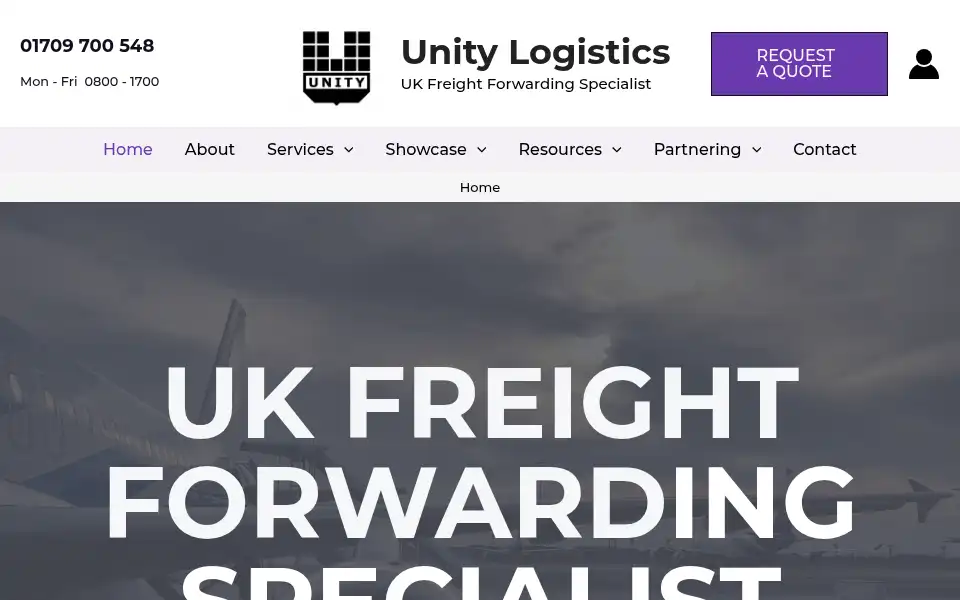 Screenshot of unitylogistics.co.uk