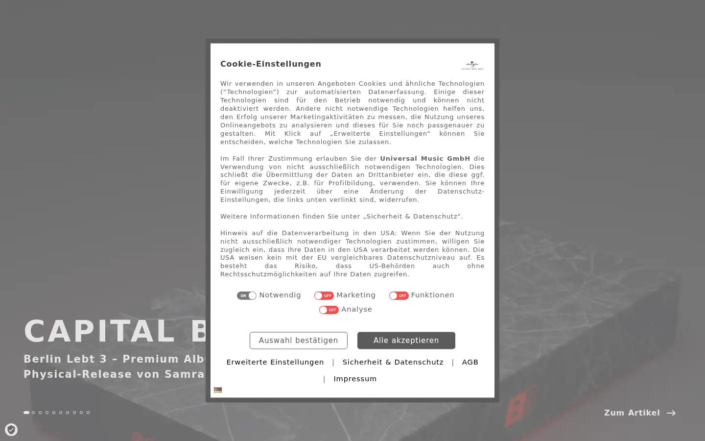 Screenshot of universal-music.de