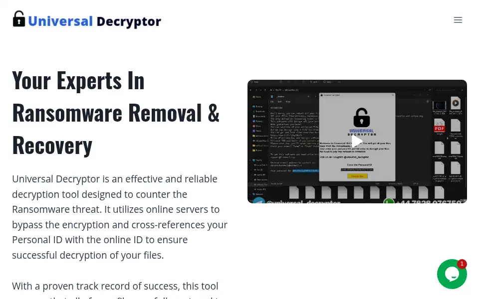 Screenshot of universaldecryptor.org