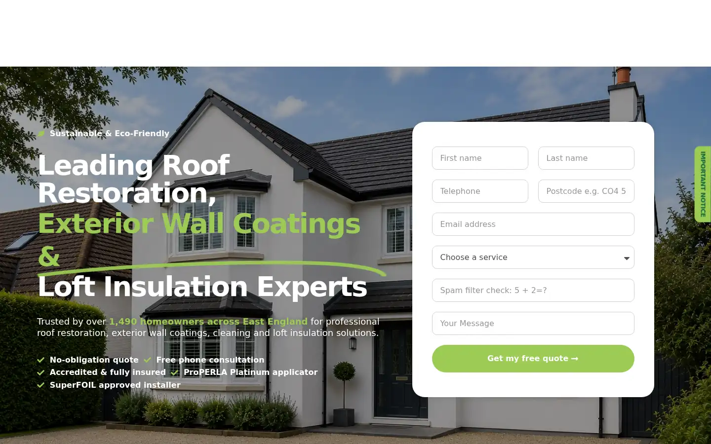 Screenshot of universalecohomes.co.uk