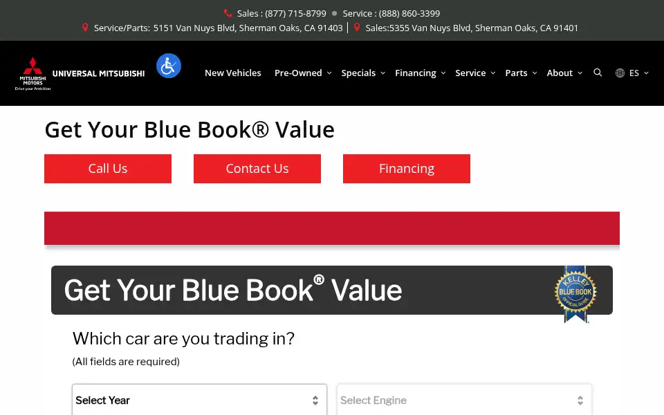 Screenshot of universalmitsubishi.com