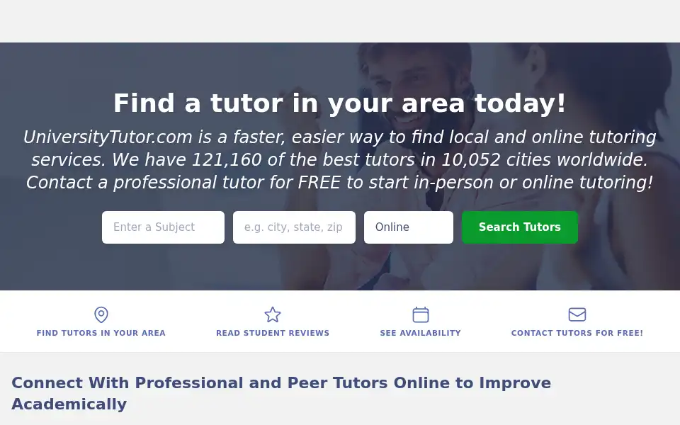Screenshot of universitytutor.com