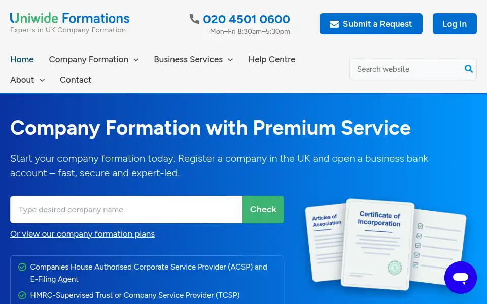 Screenshot of uniwide.co.uk