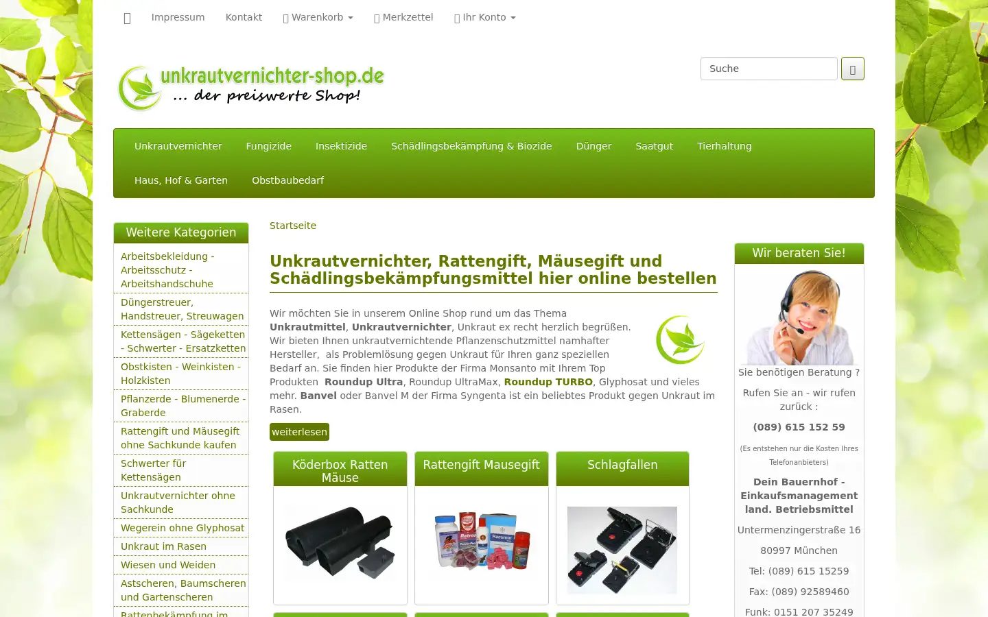 Screenshot of unkrautvernichter-shop.de