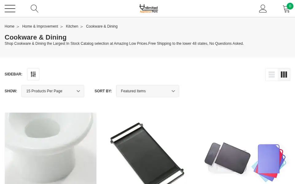 Screenshot of unlimitedapplianceparts.com