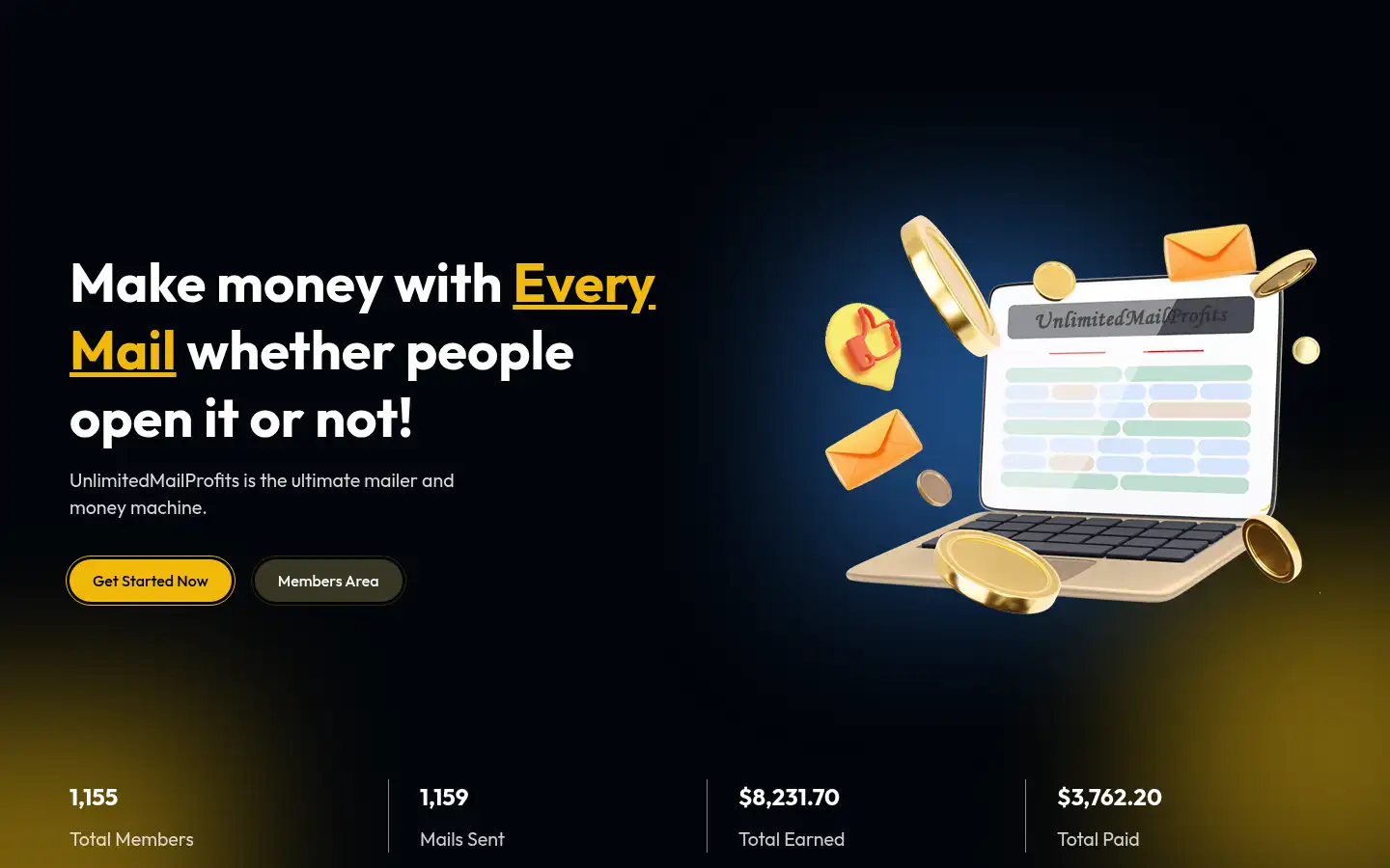 Screenshot of unlimitedmailprofits.com