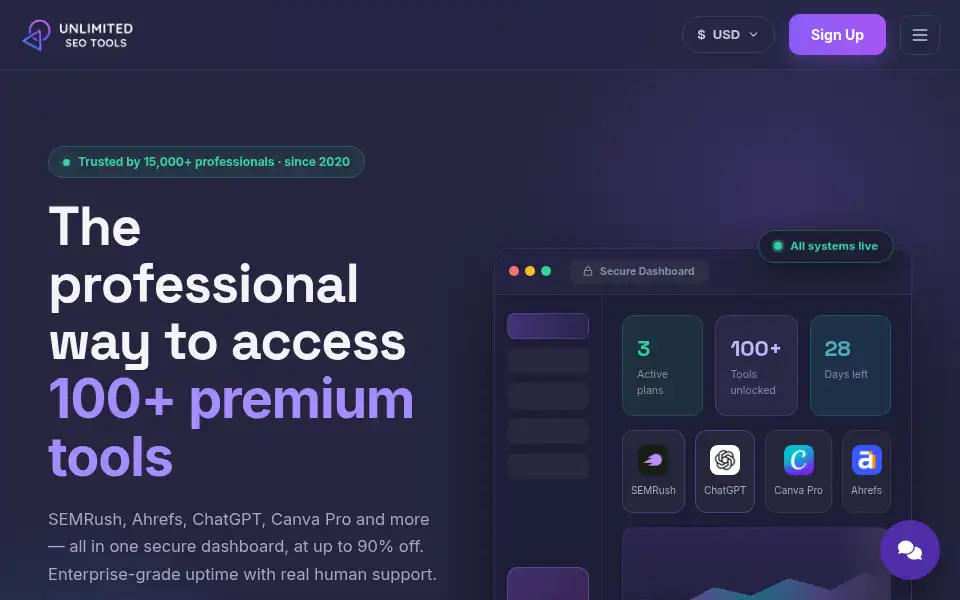 Screenshot of unlimitedseotools.com