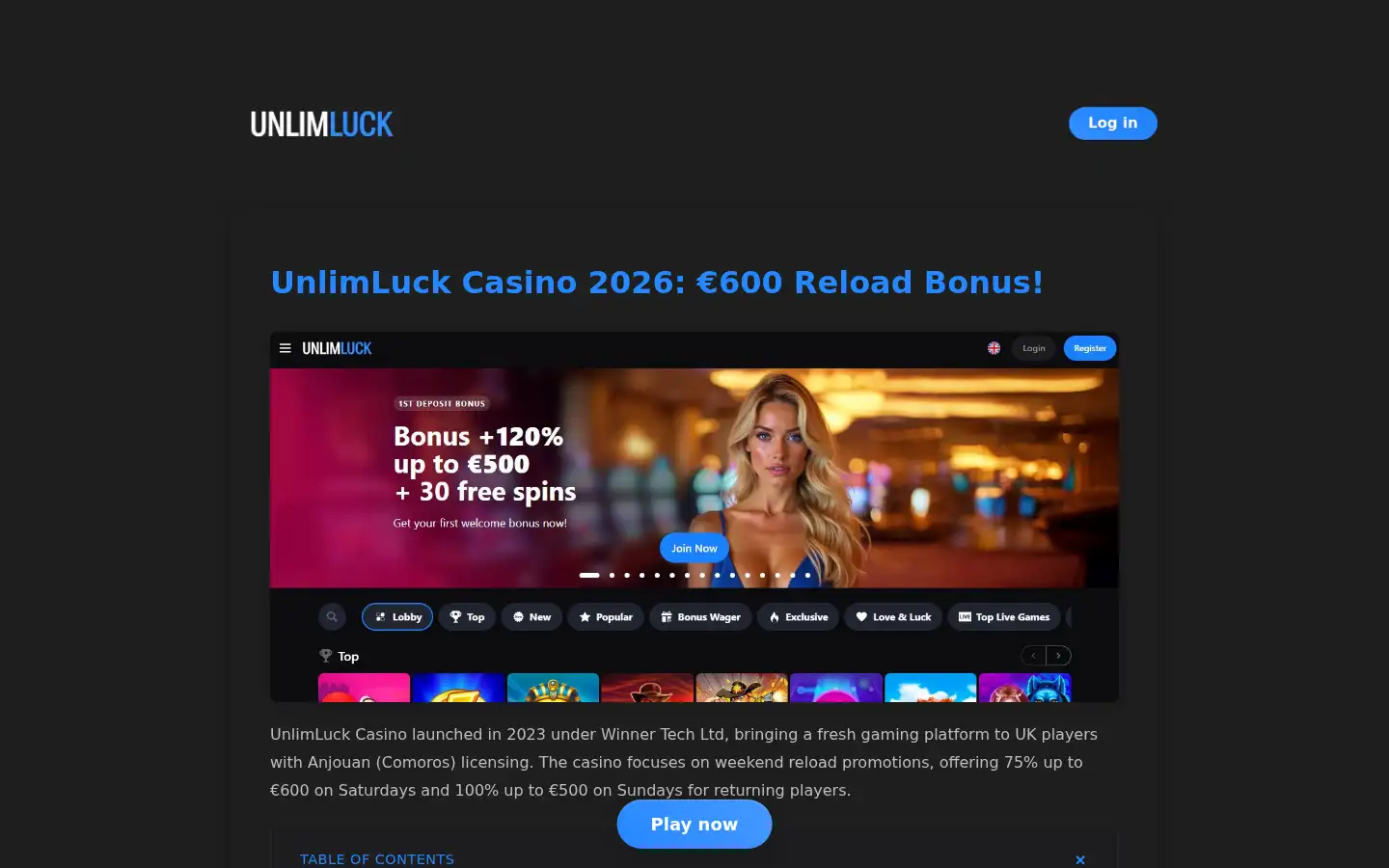 Screenshot of unlimluck.me.uk