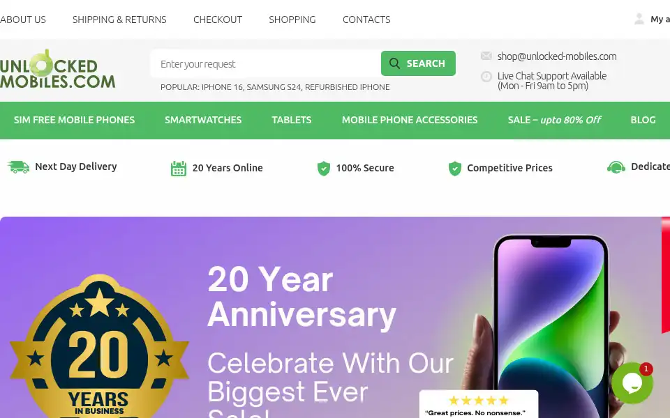 Screenshot of unlocked-mobiles.com