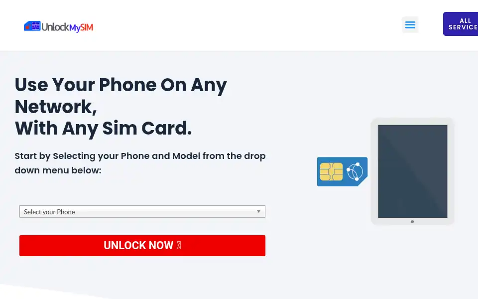 Screenshot of unlockmysim.com
