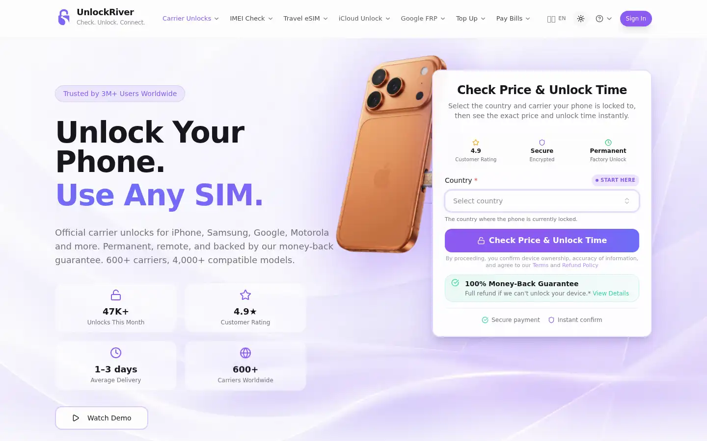 Screenshot of unlockriver.com