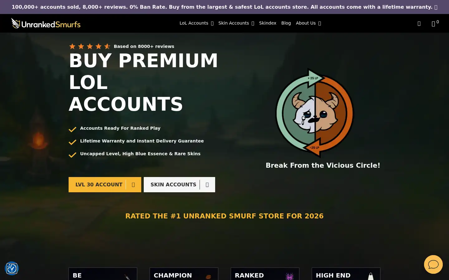Screenshot of unrankedsmurfs.com