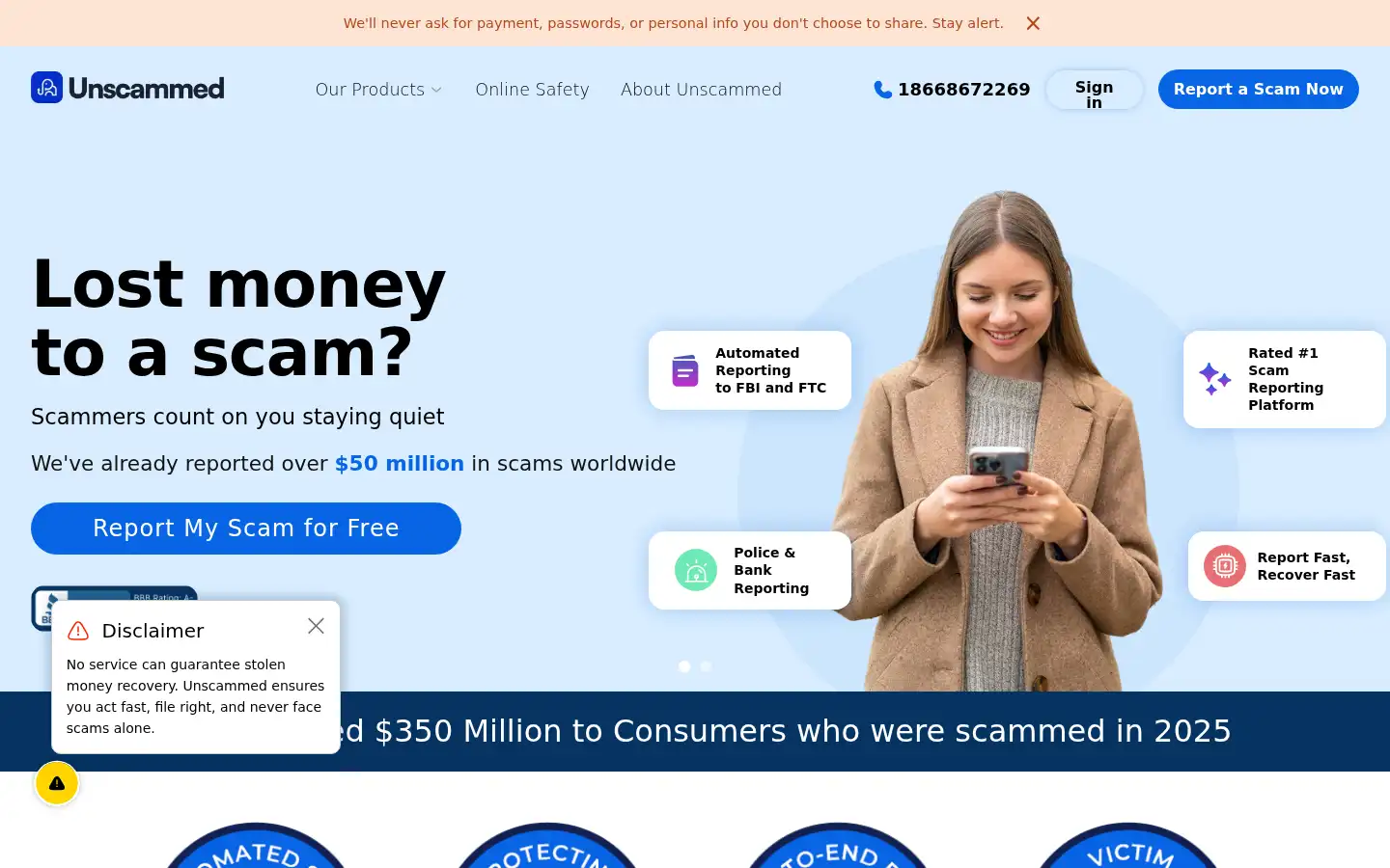 Screenshot of unscammed.com
