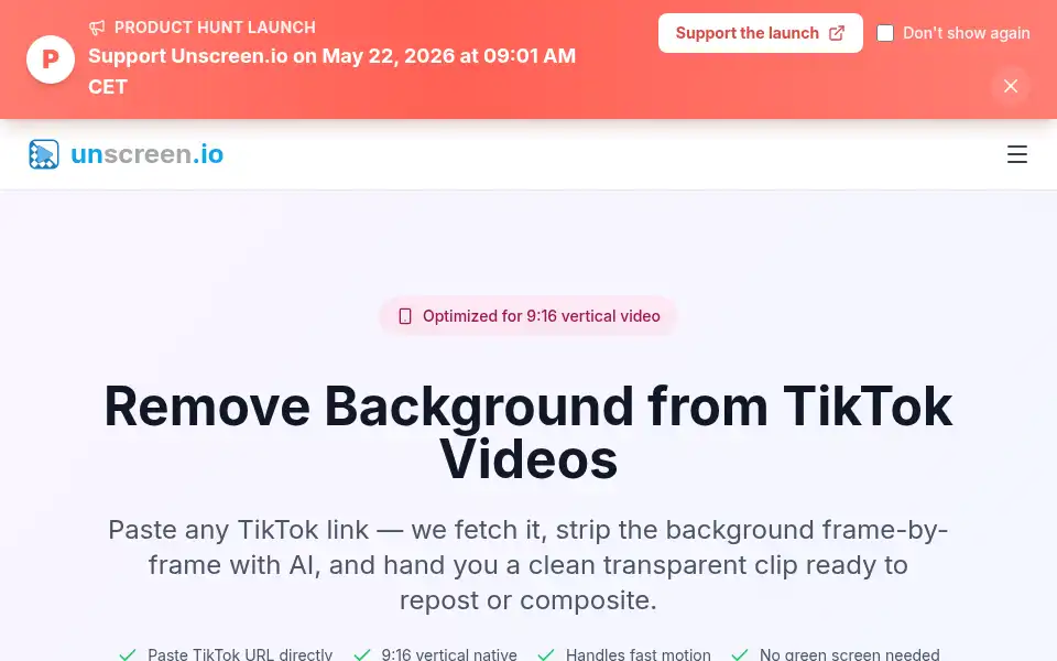 Screenshot of unscreen.io