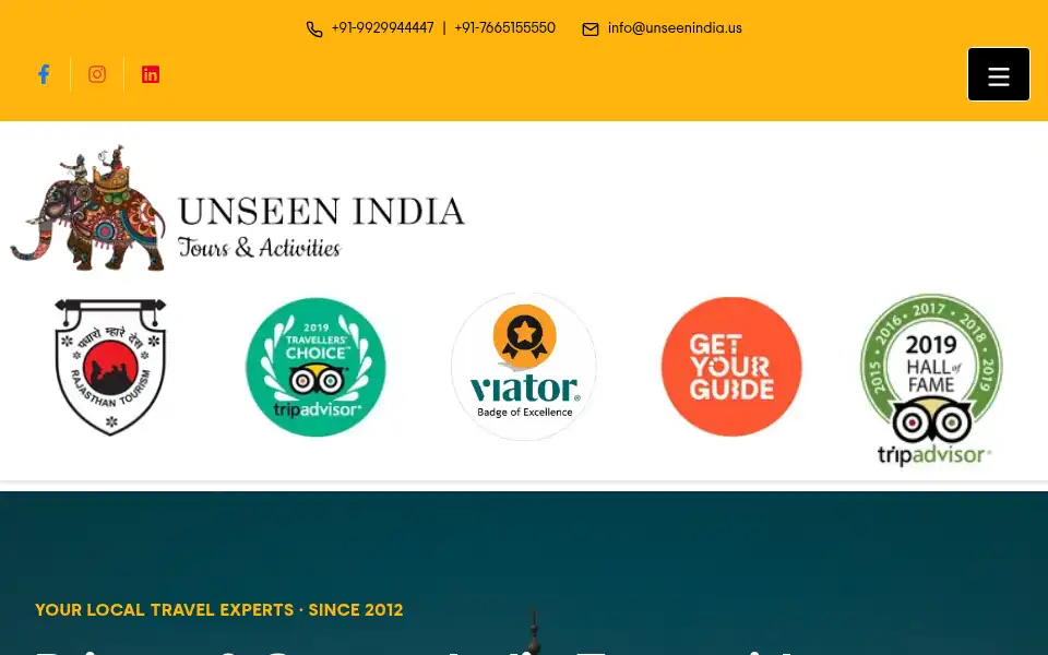 Screenshot of unseenindia.us