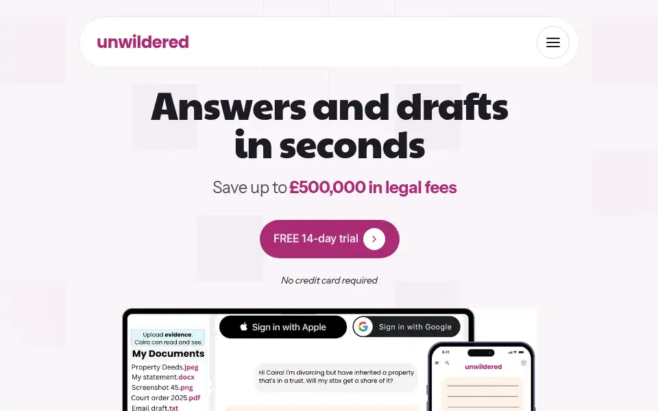 Screenshot of unwildered.co.uk