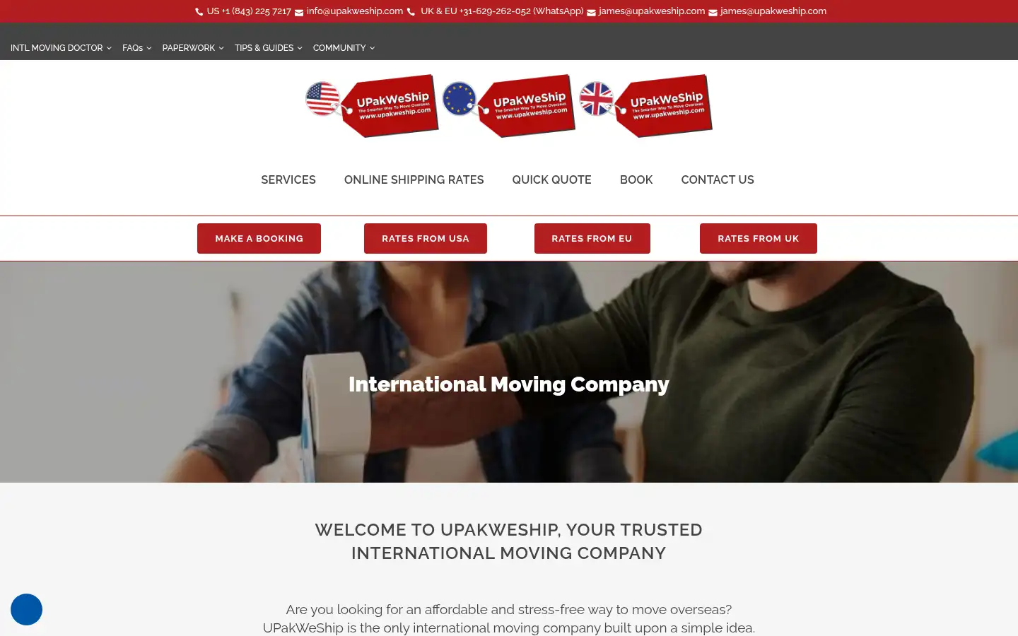 Screenshot of upakweship.com