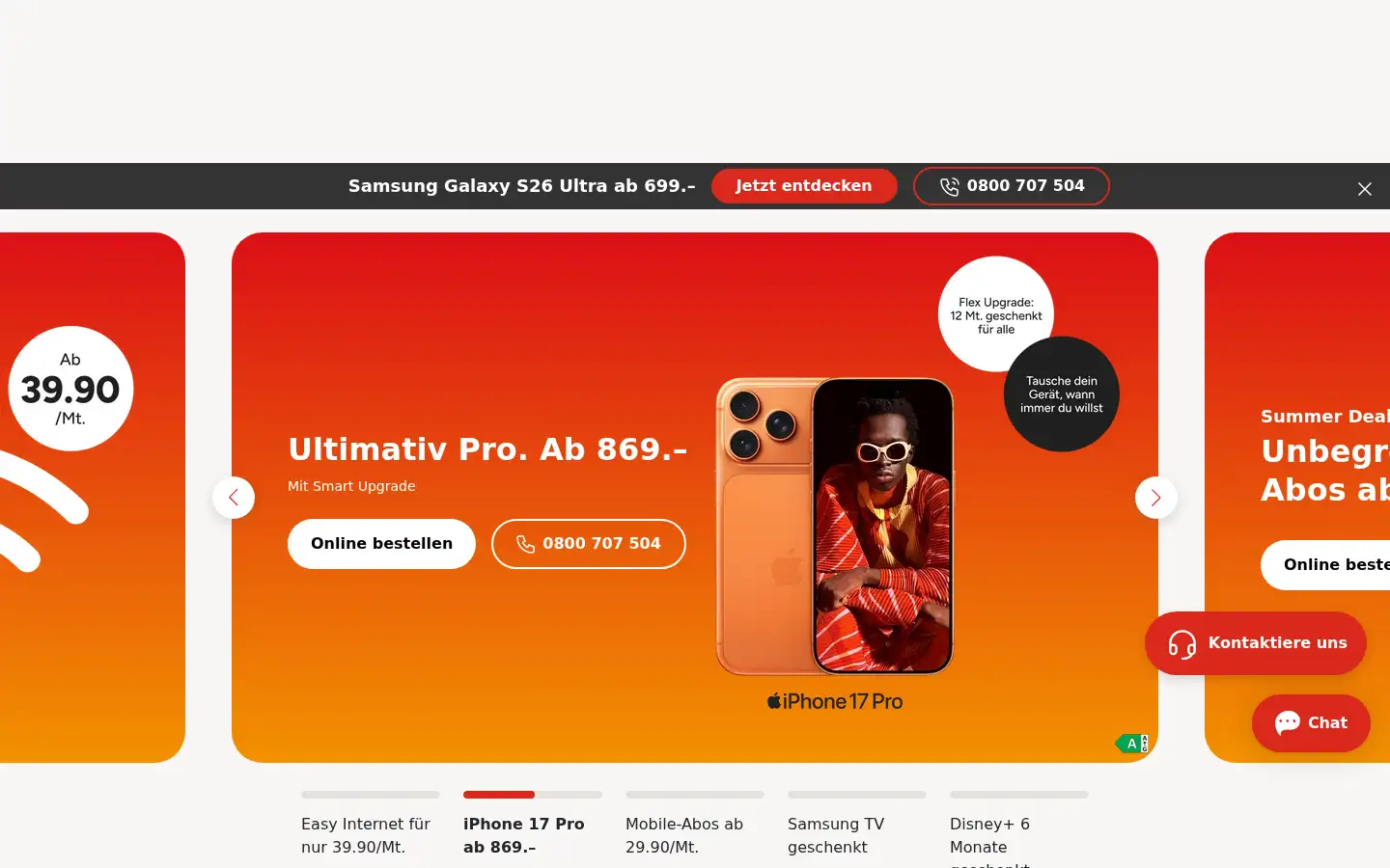 Screenshot of upc.ch