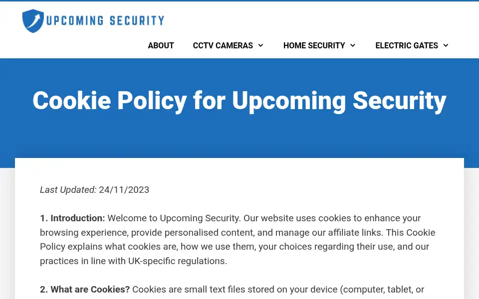 Screenshot of upcomingsecurity.co.uk