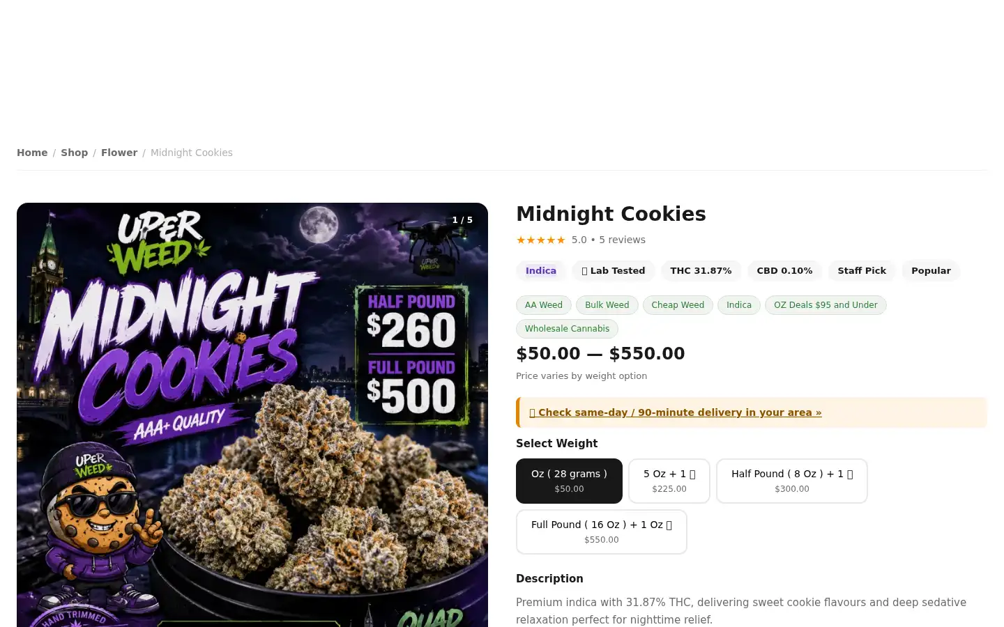 Screenshot of uperweedca.com