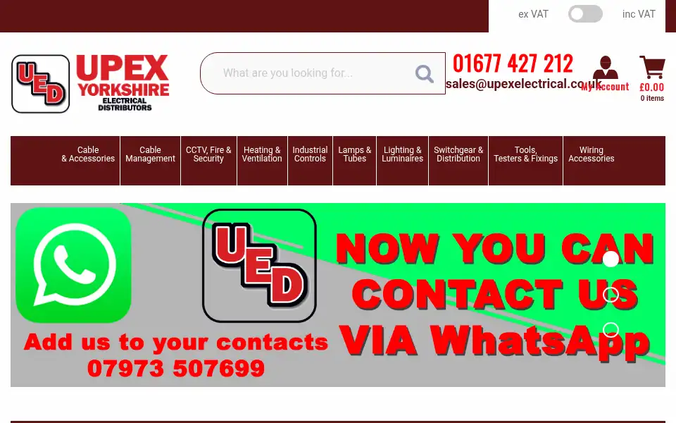 Screenshot of upexelectrical.co.uk