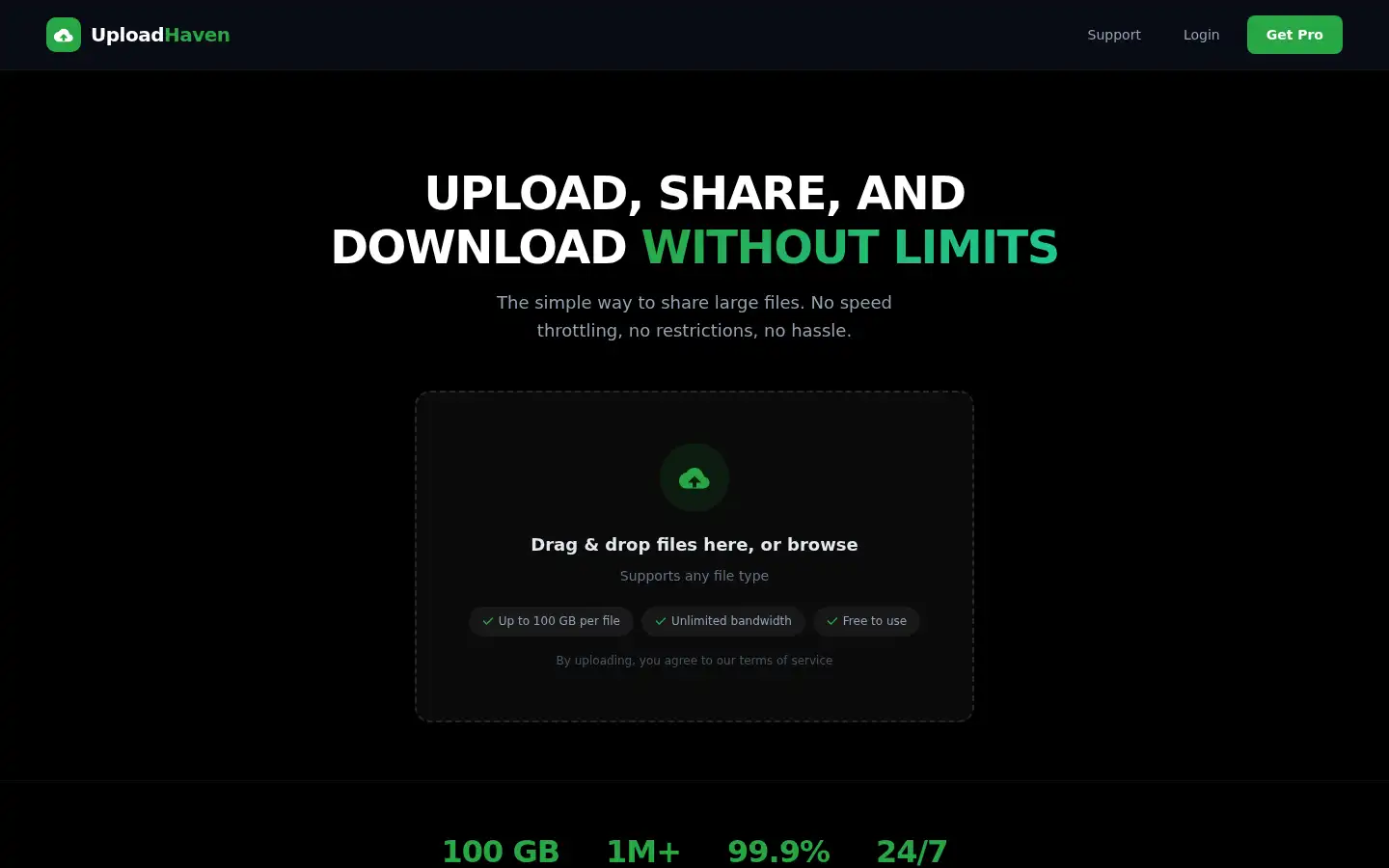 Screenshot of uploadhaven.com
