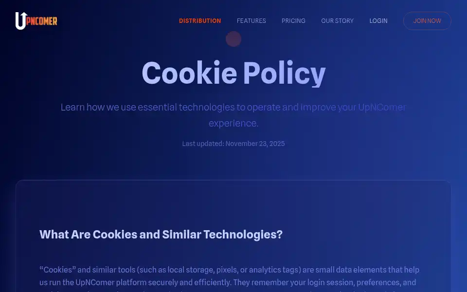 Screenshot of upncomer.co